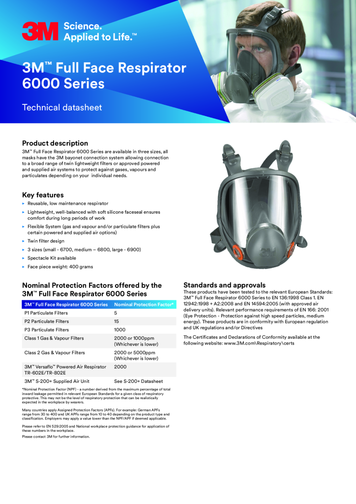 3M 6000 Series Full Face Mask Large
