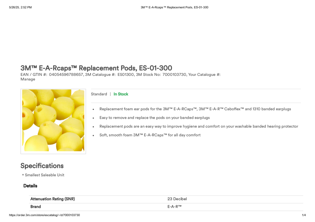 3M™ E-A-Rcaps™ Replacement Pods, ES-01-300