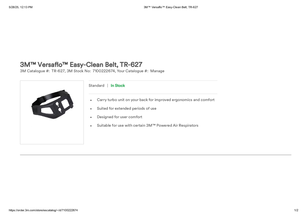 3M™ Versaflo™ Easy-Clean Belt, TR-627