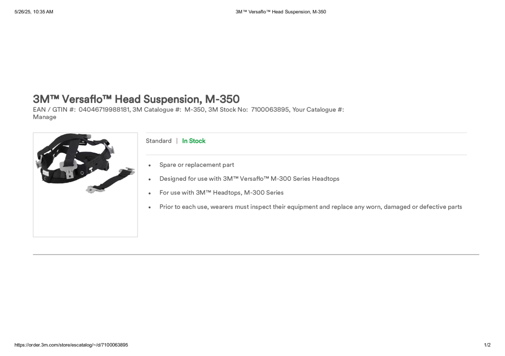 3M™ Versaflo™ Head Suspension, M-350