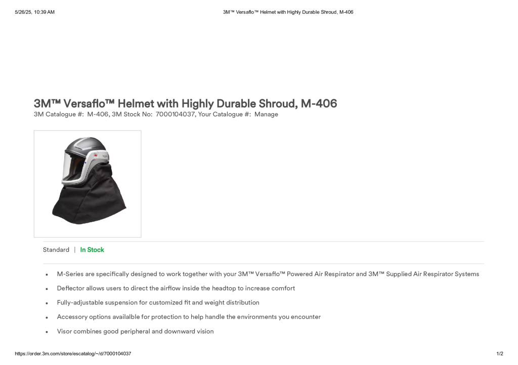 3M™ Versaflo™ Helmet with Highly Durable Shroud, M-406