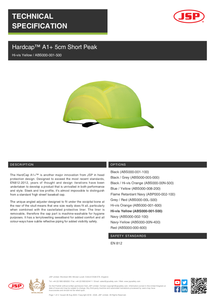 ABS000 5cm short Peak Hard Cap SPEC