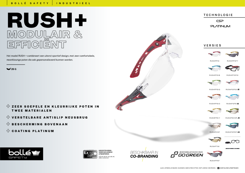 Bolle 107055 RUSHPPSF SMOKE Lens Safety Specs