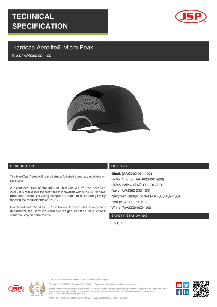 JSP AAg000-001-100 Hardcap Aerolite 2.5micro SPEC