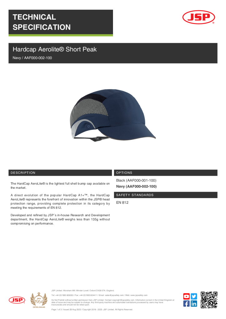 JSPAAF000-002-100 NAVY Hard Cap Aerolite Short Peak SPEC