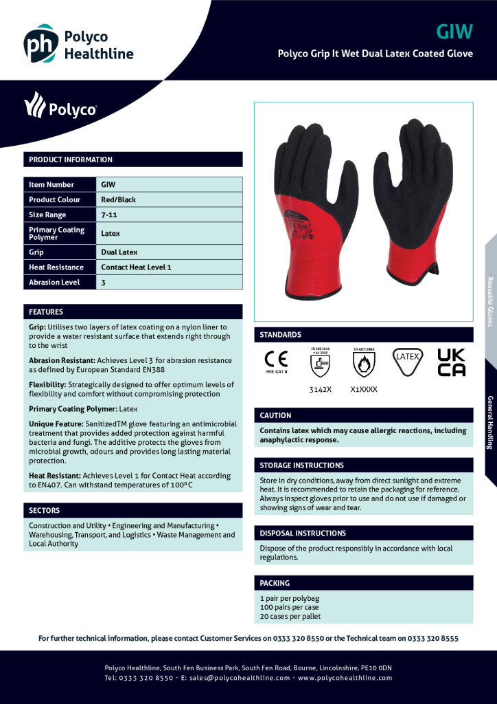Polyco Grip It Wet Gloves Spec