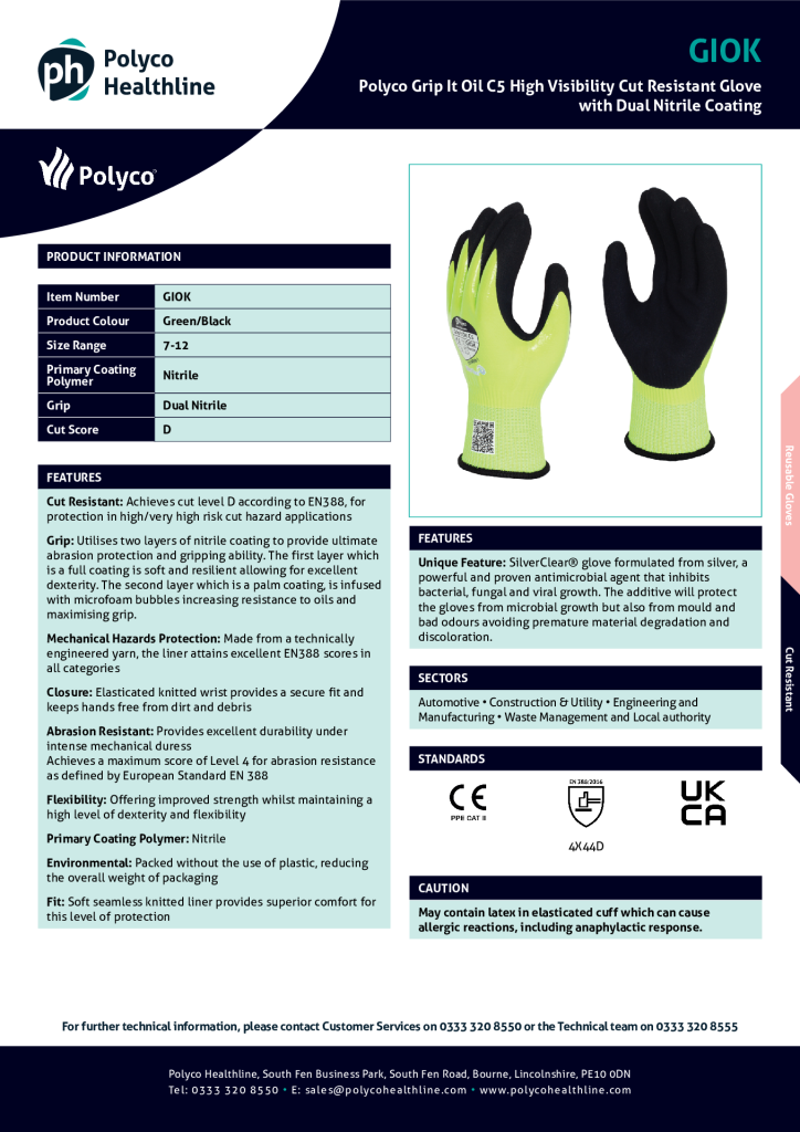 Polyco Grip it Oil C5 Glove Spec