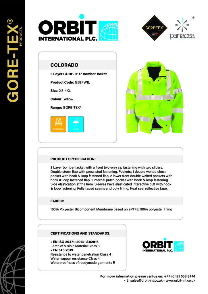 Colorado 2 Layer GORE-TEX Hi-Vis Bomber Jacket Orange