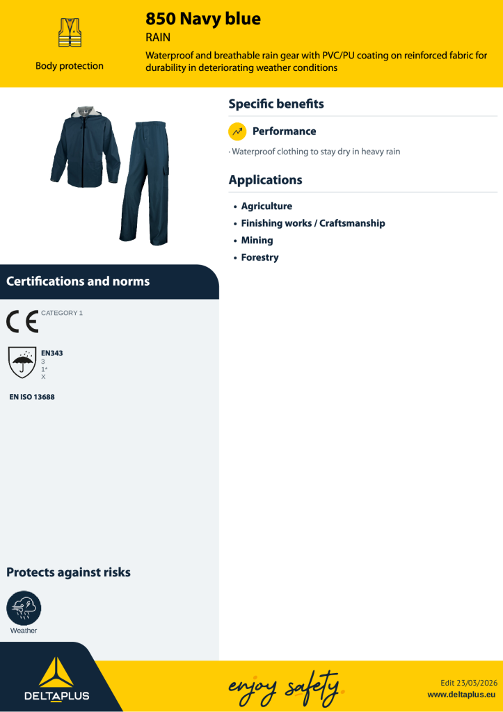 2pce PU Rainsuit 850
