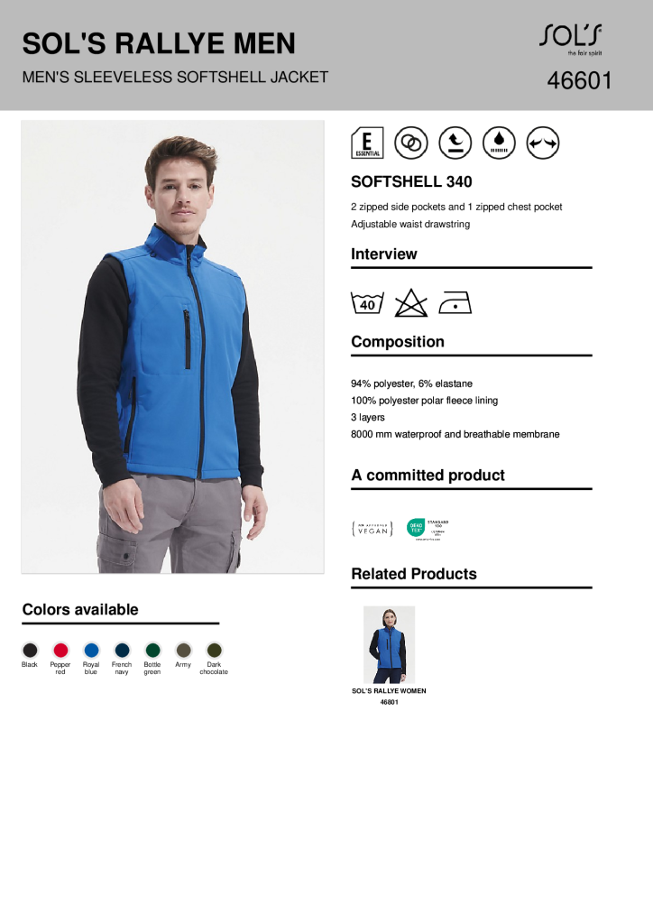 46601 Rallye Mens Soft Shell bodywarm