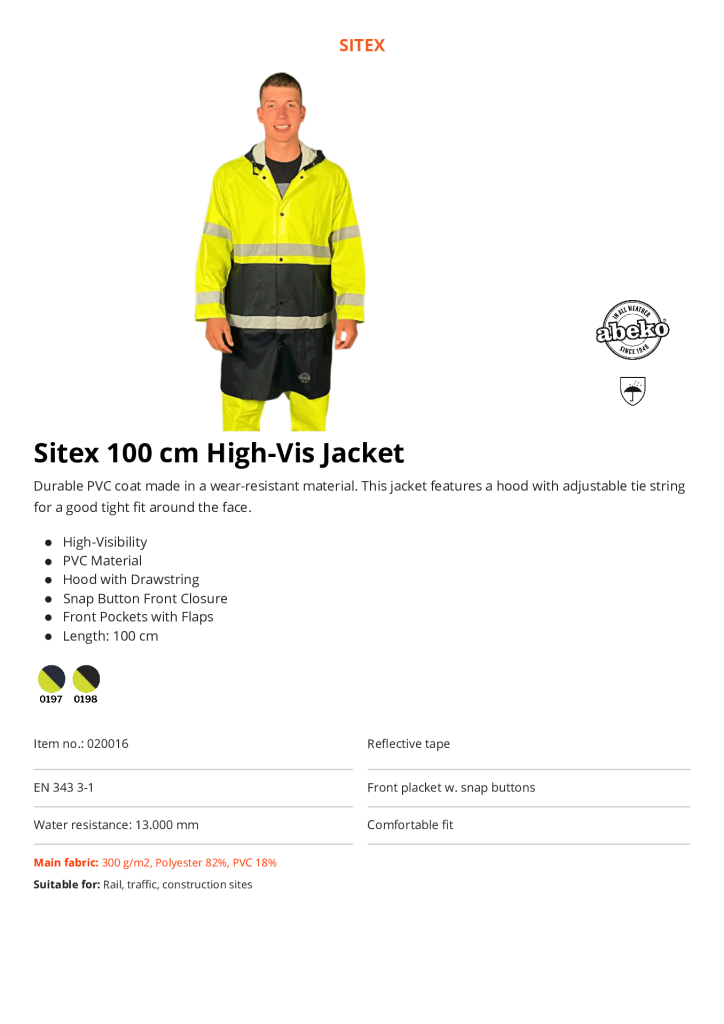 A-543021 Sitex Jacket 100CM Yellow Navy