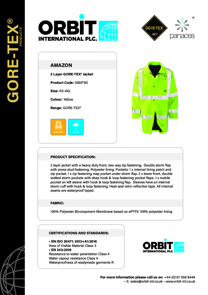 Amazon Hi-Vis 2 Layer GORE-TEX Jacket Yellow