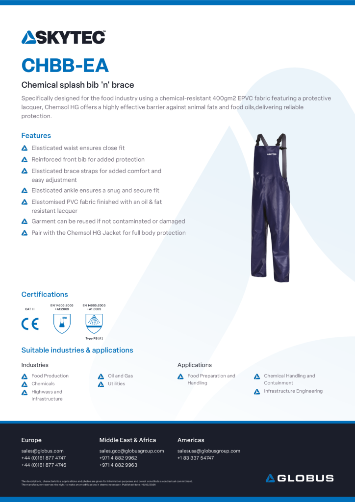 CHBB-EA Chemsol HG Bib ‘n’ Brace