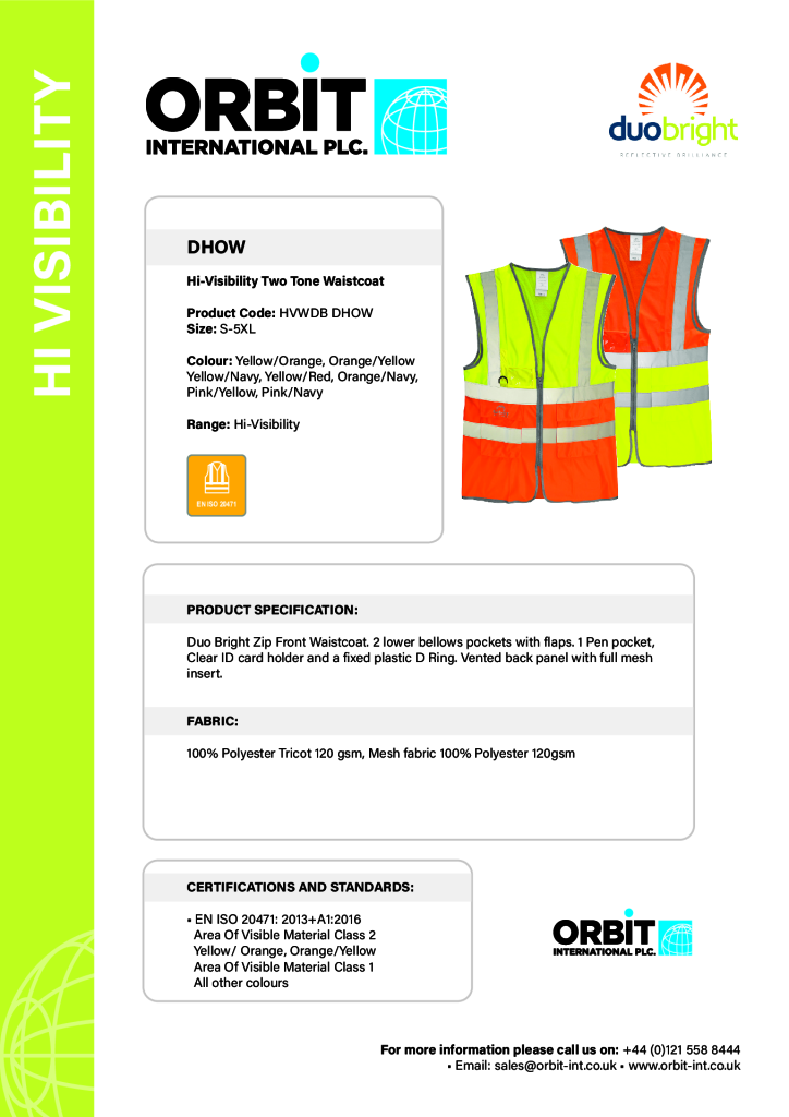 DHOW Hi-Visibility Two Tone Waistcoat