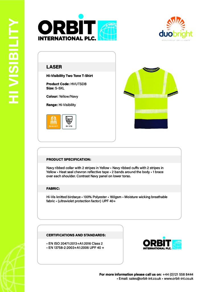 Laser Hi-Visibility Two Tone T-Shirt Yellow