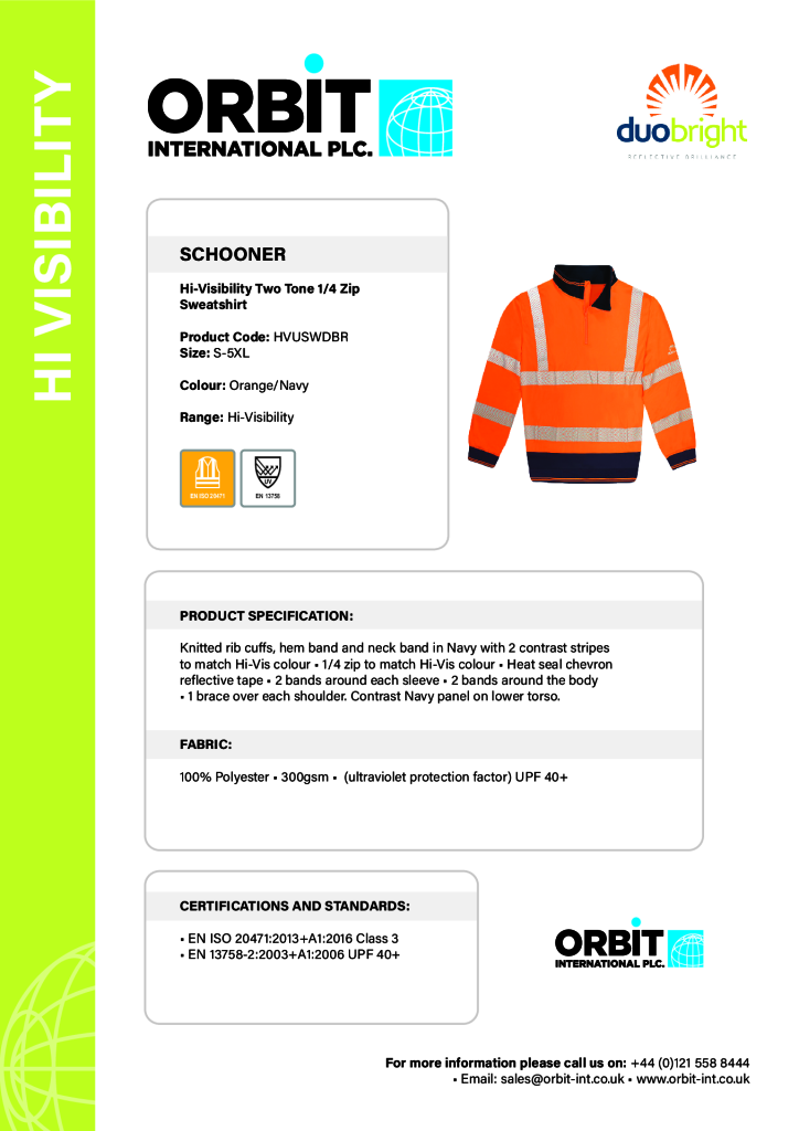 SCHOONER Hi-Visibility Two Tone Zip Sweatshirt