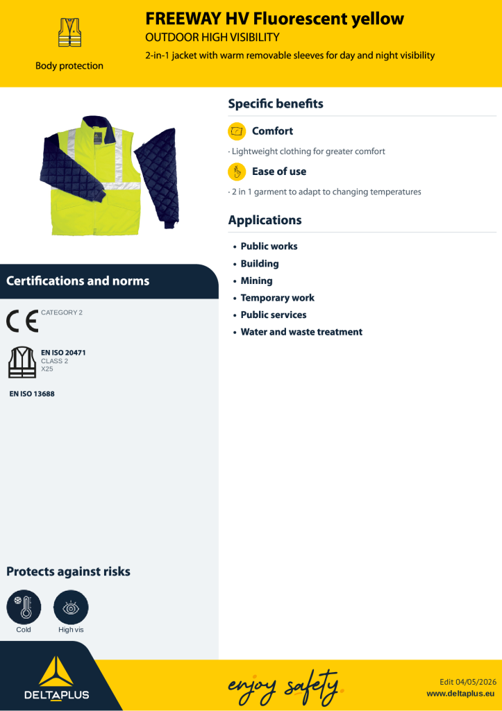 Fluo YellowNavy Freeway Jacket with Remov Slve