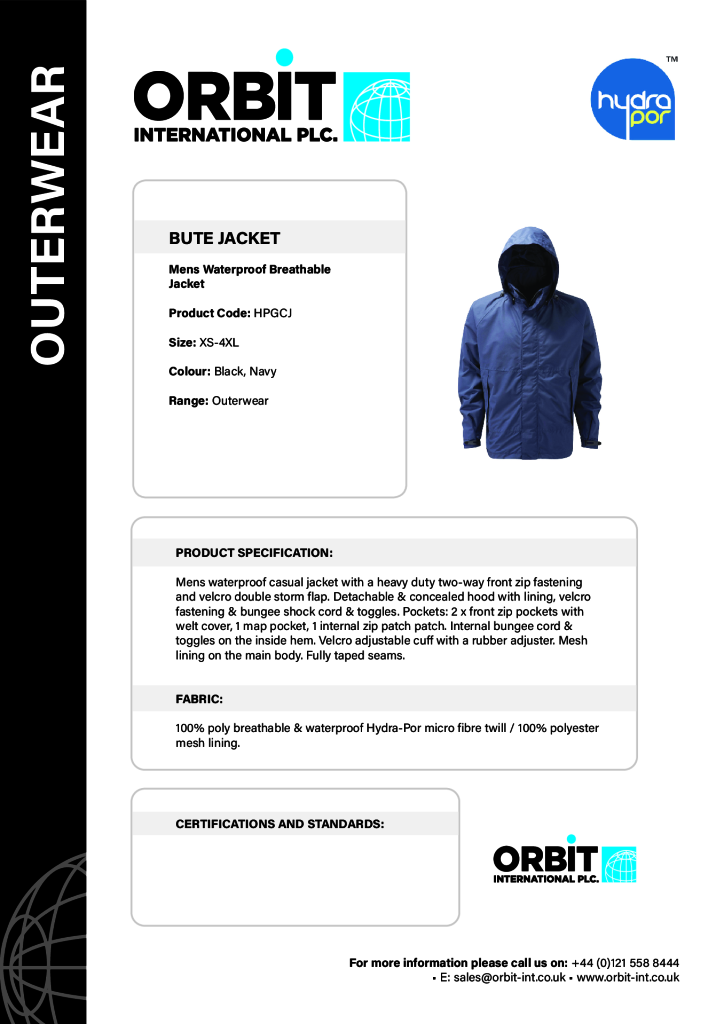 HPGCJ Navy Bute Waterproof Jacket