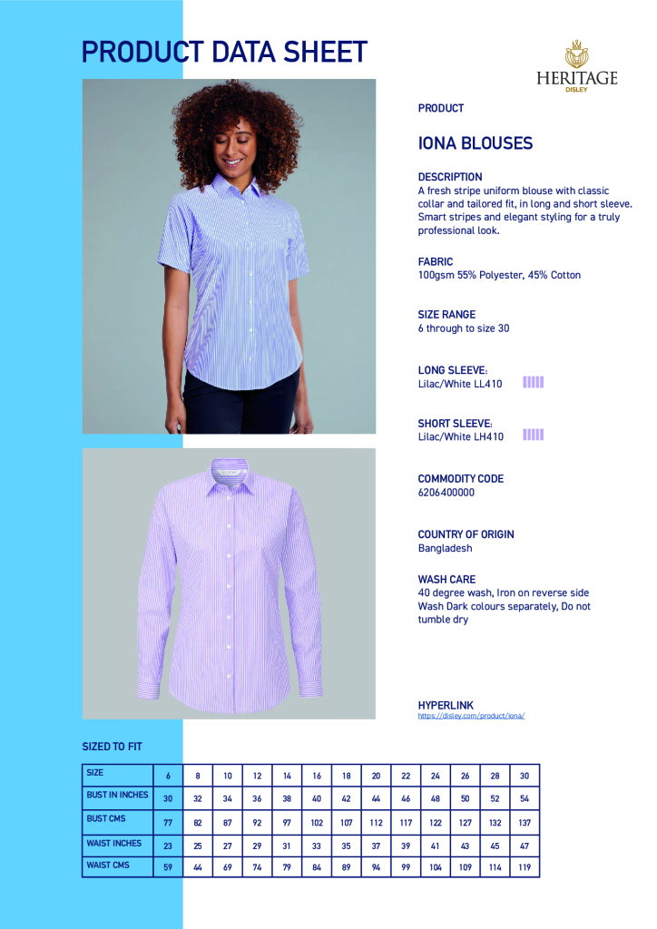 LH410 Iona Blouse LilacWhite Short Sleeve