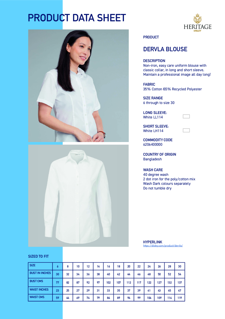 LL114 White Non Iron Long Sleeve Blouse