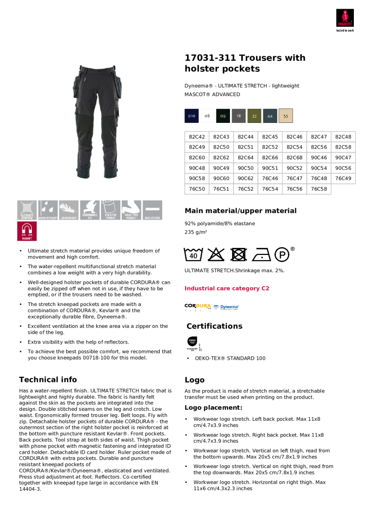 Mascot Advanced 17031-311 Holster Pkts