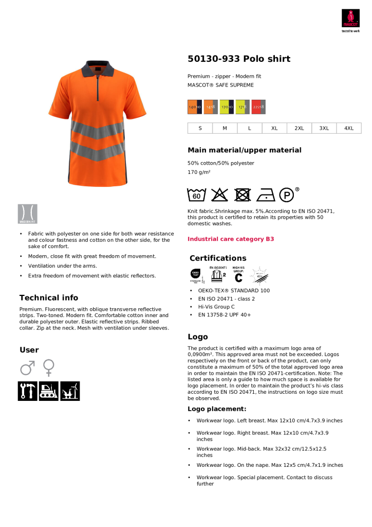 Mascot Murton Hi Vis OrangeNavy Polo