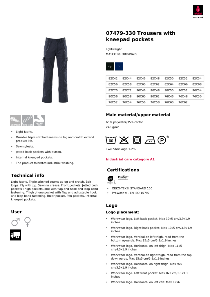 Mascot Pasadena Navy Trouser