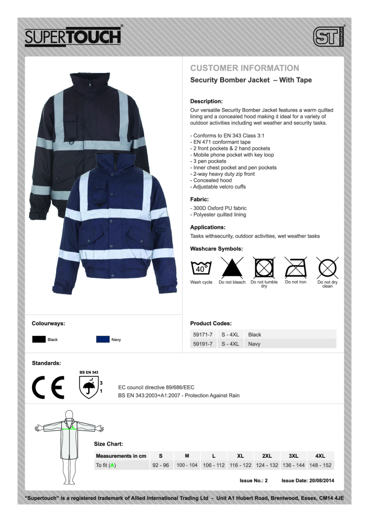 Navy 59191 Hi Vis Bomber Jacket
